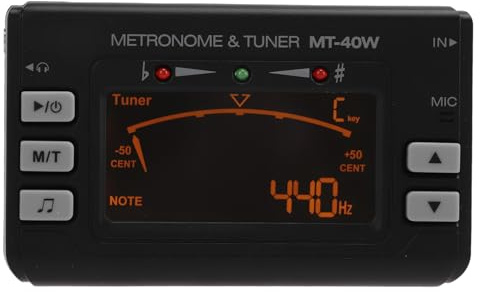 Acouto Metronom-Stimmgerät, Elektrisches LCD-Instrument, 3 Tonabnehmermodi für Gitarre, Violine, Saxophon, MT-40 W, Blasinstrument mit 27,5 Hz Bis 4185 Hz, WIDE-Stimmung, zu der das A0-Metronom