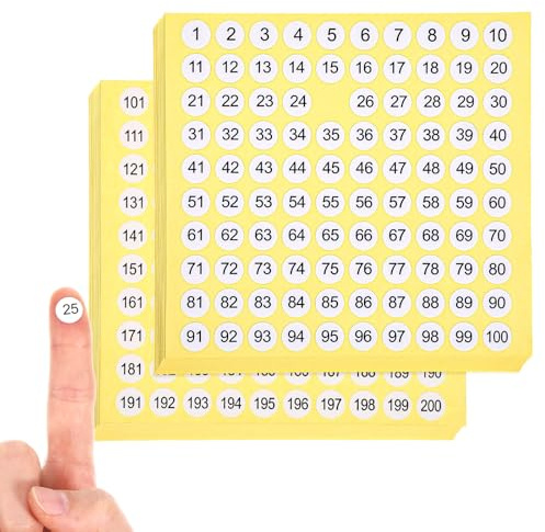 3 000 klistermärken med små siffror, 15 uppsättningar av 1 till 200 runda etiketter i rad, 1,0 cm, självhäftande runda inventeringsklistermärken för inomhus- och utomhusorganisation, förvaring, lådor