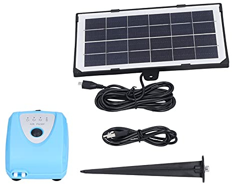 Cryfokt Oxygenator Wasser-Sauerstoffpumpe, Solarbetriebene, Geräuscharme Luftpumpe für Aquarium, Teichbelüfter mit Lithium-Batterie für Notfall-Sauerstofferhöhung