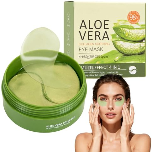 60 almohadillas para los ojos contra ojeras, bolsas de ojos, arrugas, parches para ojos, hidratantes e hidratantes, ojos cansados (Aloe Vera)