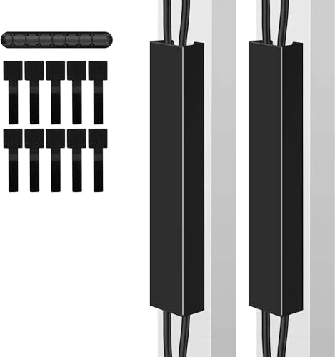 2 Pack Steel Magnetic 14-Inch Cable Management Channels for Under Desk Leg, No Drill Cord Organizer Cover & Wire Hider Cover with Adhesive Cable Tie, Cable Organizer Kit for Home Office & Gaming Desk