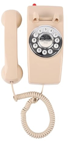 CHIZISX Téléphone fixe mural style vintage avec cadrans au design rétro pour la maison, le bureau, sans batterie, téléphone à suspendre au mur