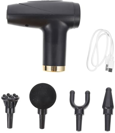 DECORNIJIA Appareil de Massage à Percussion Électrique Portable Noir, Mini Masseur Musculaire pour Dos et Nuque Écran Lcd, Outil de Massage à Domicile Léger et Compact, Usage Bureau et