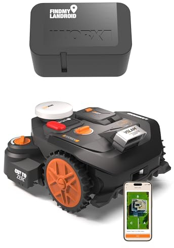 WORX Vision Cloud 2WD WR306E Robot tondeuse 600 m² sans fil périphérique + Antivol (évitement d'obstacles par IA, navigation VSLAM + RTK Cloud, cartographie automatique, contrôle via app, Cut-to-Zero)