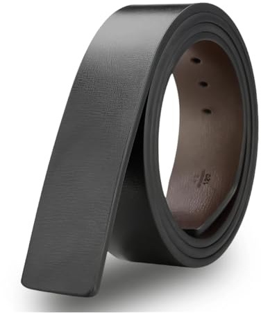 Generisch Herren-Wendegürtel aus echtem Leder ohne Schnalle, schwarzbraun, Wendegürtel 3,3 cm