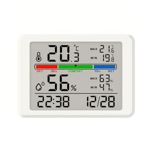 Lancoon Electronic Small Alarm Clock with LCD Clock Thermometer Hygrometer Magnetic Design Backlight Max, Min Records Snooze Date for Home Kitchen Office