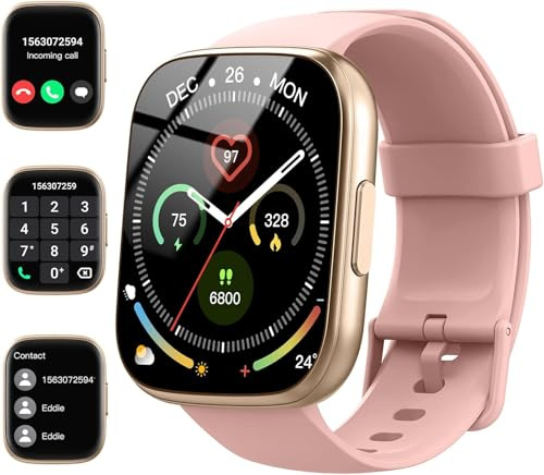 Smart Watch for Men Women Answer/Make Calls, 1.95 Fitness Watch with HD Touch Screen, Smartwatch with Heart Rate/Sleep Monitor, 110+ Sports, IP68 Waterproof Activity Tracker for Android iOS, Pink