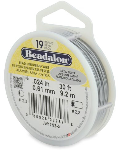 Beadalon 19-Strand Bead Stringing Wire, 0.024-Inch, Satin Silver, 30-Feet