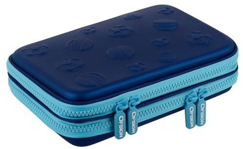 Ofsign Sports Doppellagiges Federmäppchen für Jungen und Mädchen | Bleistiftbox für große Kinder mit Netztasche mit Reißverschluss, Bleistifttasche, Schulschreibwaren-Organizer (blau)
