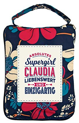 History & Heraldry Design Top Lady Tasche: Claudia/Einkaufstasche, Strandtasche, Sporttasche, Blumenmuster/vielseitig, praktisch, personalisiert mit Name und Spruch