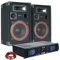 MAX 700 - PA Lautsprecher mit Verstärker, USB, MP3, 700 Watt Stereo Lautsprecher Set, Passive DJ Anlage mit Verstärker, DJ Boxen, PA Anlage Komplettset, DJ Set Komplett, Beschallungsanlage