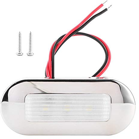 Qiilu 12V DC LED Boat Courtesy Lights, Walkway Courtesy Light Oval Shape 3 Lamp Beads IP67 Waterproof for Marine Boat RV(Cold White)