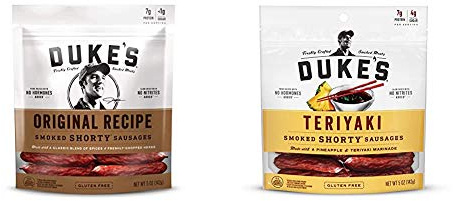 Duke's Original Recipe and Teriyaki Smoked Shorty Sausages Meat Snack Bundle (8 Pack)