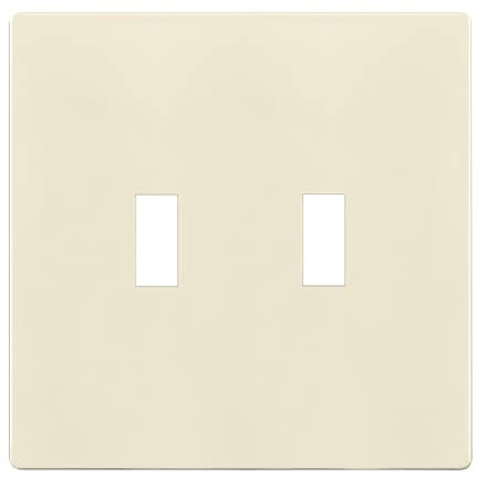 ENERLITES Placa de pared para interruptor de palanca doble sin tornillos, cubierta de interruptor de luz doble, tamaño estándar de 2 bandas, 4.7 x 4.72 pulgadas, termoplástico de policarbonato
