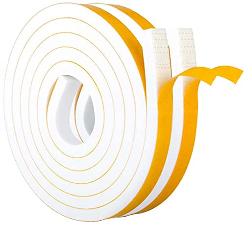 Dichtungsband Selbstklebendes für Türen Fenster, 12mm(B) x 10mm(D)/4m Schaumstoff Klebeband Schaumstoffstreifen, Türdichtung, Gummi-Dichtungsstreifen Schalldämmung Kollision Siegel (Weiß)