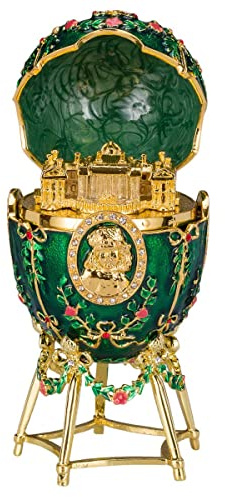 Fabergé-Stil Ei/Schmuckkästchen Alexanderpalast 14 cm grün