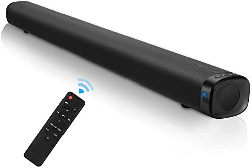 HUAQIN Soundbar TV, Bluetooth, 120W 36 Pollici 2.1 Canali Subwoofer Integrato Wireless Suono Surround 3D 4 Modalità Equalizzatore Supporto HDMI ARC/Ottico/AUX/RCA/Coassiale/USB per TV (Nero)