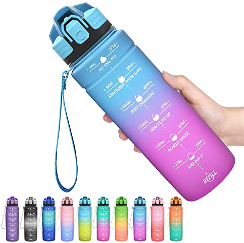 Coolfel Sport Trinkflasche 2l, 1,5l, 1l, 700ml, 500ml Trinkflasche Kinder Auslaufsicher, Motivierende Wasserflasche mit Zeitmarkierung Bpa Frei Tritan Trinkflasche für Mädchen, Junge, Schule, Gym