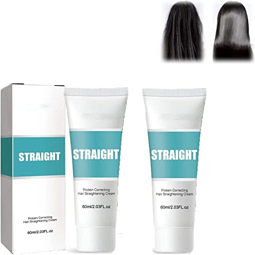 60g New Protein Correcting Hair Straightening Cream |Silk & Gloss Hair Straightening Cream |Nourishing Fast Smoothing Collagen Hair Straightener Cream |Safe to Use for Dry & Damaged Hair (2pcs)
