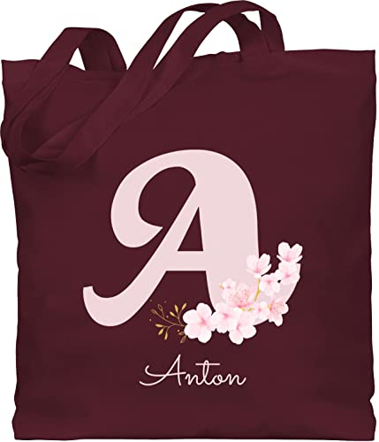 Baumwolltasche - Initialen - Personalisierte Geschenke mit Anfangsbuchstaben I Geschenkideen mit Namen - Unisize - Bordeauxrot - wechselwäsche beutel kita buchstaben buchstabe stoffbeutel