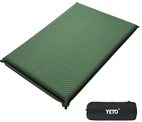 yETO Camping Selbstaufblasende Isomatte extra breit 192x140cm für 2 Personen Outdoor verbindbare 8cm Dick Selbstaufblasbare Luftmatratze,Indoor,Wandern,Grün