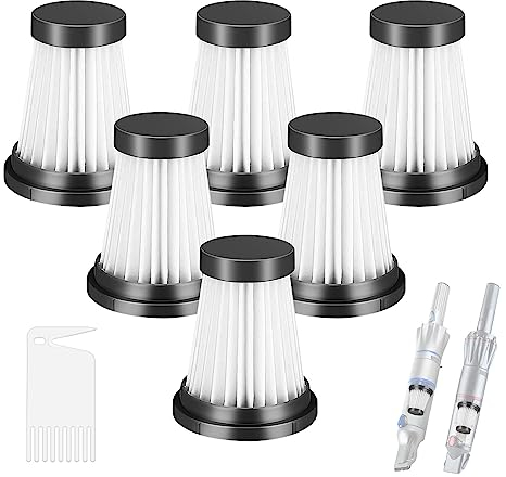 Fixbetter 6 Stück HEPA-Filter für MOOSOO K12, K12 Pro, K13 kabelloser Staubsauger, für Genius Invictus One 1.0 X7, 2.0, 3.0e Staubsauger Ersatzteile Filter Haushaltsreinigung Kehrmaschine Filter