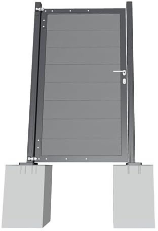 Gartenwelt Riegelsberger Universal Alu-Torrahmen Anthrazit mit WPC-Füllung grau Zubehör für Gartenzaun Zaun WPC Steckzaun Sichtschutzzaun Garten Terrasse