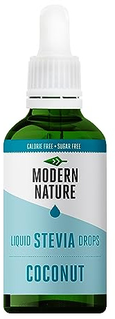 Modern Nature Kokusnuss Stevia Flüssig - Flavour Drops - Stevia Zucker - Stevia Drops Süßstoff - Liquid Aroma Geschmacks Tropfen - Sirup Zuckerfrei Ohne Kalorien Alternative Keto Süßungsmittel 100ml