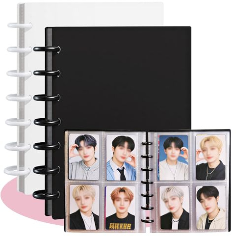 Kpop Photocard Binder, Photocard Album, 3-Inch Photo Card Holder Album for Fujifilm Instax Mini, Polaroid Photos, Standard Trading Cards and ID Cards, Black & White, 40 Sheets 160 Pockets