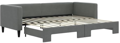 vidaXL Tagesbett, Sofabett Ausziehbar, Gästebett Schlafsofa für Schlafzimmer Wohnzimmer, Ausziehbett Sofa Bettsofa, Dunkelgrau 80x200cm Stoff