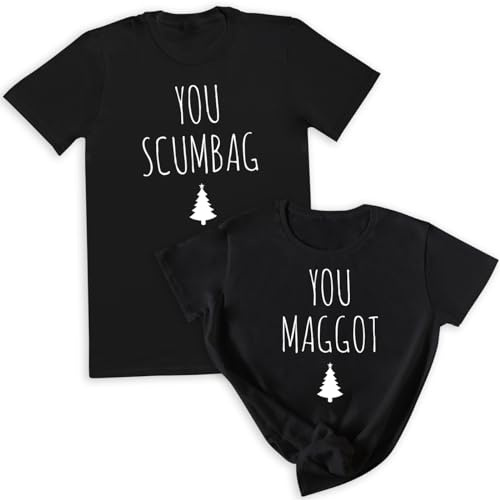 Your Scumbag You Maggot - Christmas Matching Couples Set - Christmas Sweater or Christmas T-Shirt (Sold Separately) Black