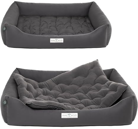 HOUND & NATURE | Öko Hundebett Zürich | Orthopädisch/Fest | Gr. XXL für Sehr Große Hunde - Kuscheliges, Flauschiges Hundebett Waschbar mit Wende - Liegekissen (XXL - 125x95 cm, Grau)