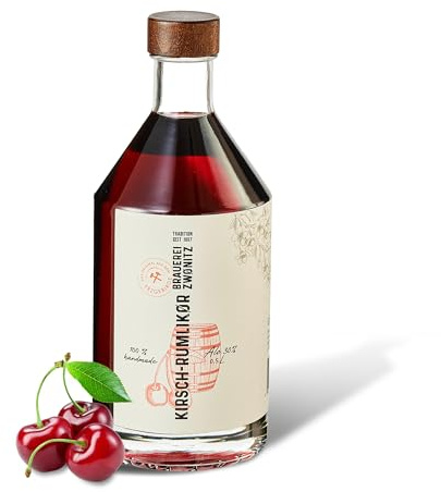 Brauerei Zwönitz Kirsch-Rumlikör - Kirschlikör 0,5 L - Fruchtlikör 30% vol | Kirsch Likör in schicker Flasche - Kirschschnaps als Geschenkidee