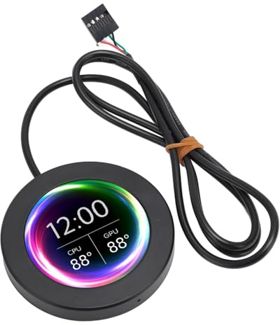 VBESTLIFE 2.1 pollici AIO Computer Temp Monitor, CPU Cooler Display Display LCD Upgrade Kit, PC Sensor Panel CPU Temp Monitor per sistemi di raffreddamento ad acqua, per AIDA64 (nero)