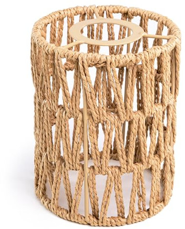 ledscom.de Handgefertigter Boho-Seil-Lampenschirm, geflochten, natur-beige, 120mm Ø