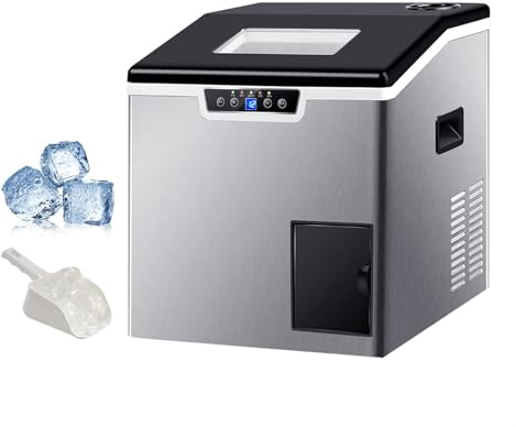 Máquina De Hielo Doméstica Comercial,Máquina De Hielo Pequeña,88 Libras/24 Horas,Máquina Trituradora Y Fabricadora De Hielo Todo En Uno,Hace 32 Trozos De Hielo En 5-15 Minutos,Uso Doméstico