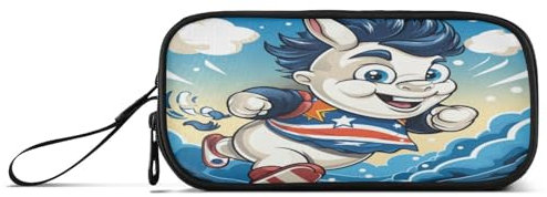 Lustige Cartoon-Einhorn-Kunst Federmäppchen Federtaschen Mäppchen Schlamperbox Tasche für Jungen Mädchen Schüler