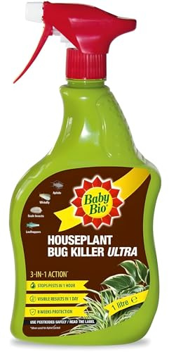 AMK Bio Houseplant Bug Killer Ultra Garden Common Insect Pest on Houseplants Greenfly Blackfly Whitefly Plants Insecticide Gardening, Baby, 1L