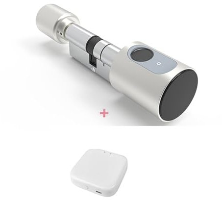 EDEDE Smart Lock, Euro Home Door Smart Lock Cylinder With Tuya Digital IC Card Finrprint Keys Unlock Adjustable Core Electronic Locks for Home Office Bedroom(Tuya Silver and Hub,45 and 45 to 55)