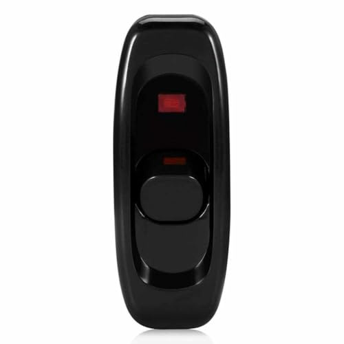 TECHZOCO Interruptor LED Pasante Aereo Unipolar para Lámpara de Escritorio con Cable Eléctrico, Indicador LED, 250V 10A, Negro