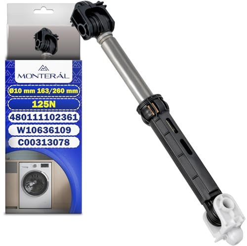 Stoßdämpfer Waschmaschine 125N Ø10 mm 163/255 mm 480111102361 für Whirlpool | C00313078 W10636109 für Bauknecht für Indesit für Ariston - Garantie 10 Jahre - MONTERAL