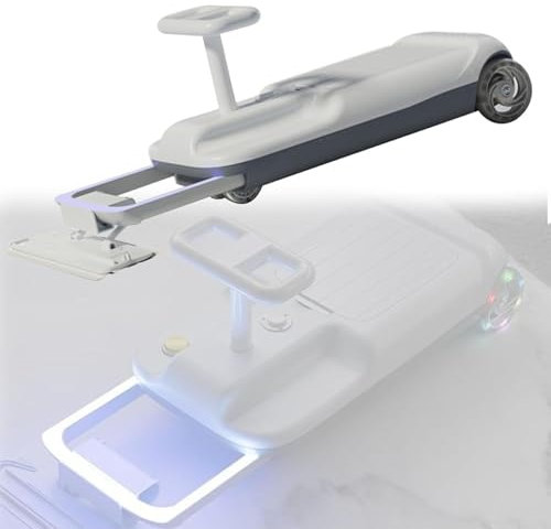 RayGenius Kart De Nettoyage pour Enfants, Chariot De Nettoyage De Sol Portable, Kart De Nettoyage RéTractable à 5 Vitesses Variables, avec Roues Lumineuses Et Rangement.,DualDrive-Grey