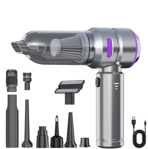 RVIFY Aspiradora de Coche Máquina de Limpieza de Motor sin escobillas, inalámbrica, portátil, Potente, Plumero de Aire para electrodomésticos Aspirador Mano(Purple)