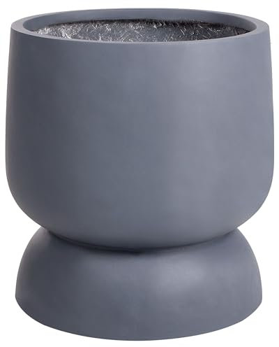 Beliani Maceta Exterior Interior Efecto hormigón Redonda MgO 42x42x46 cm Gris Araucaria
