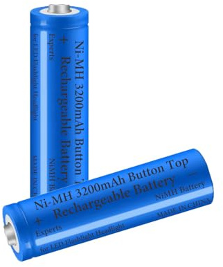 2 Pack 3200 mAh Battery Ni-MH Rechargeable, NiMH Button Top Batteries for LED Flashlight,Headlamp,Remote Control,RC Car,Mini Fans, etc, Size: 18.01mm * 67.01mm / 0.7inch * 2.63inch, with Box