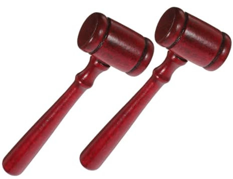 Kisangel 2pcs Wooden Judge Gavel Prop Hammer for Cosplay Law Costume Accessory for Auctions Parties Boy Girl Birthdays Non-deforming Easy to Store