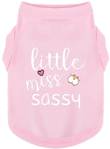 Paiaite Hundebekleidung, modisch, ärmellos, mit Aufdruck Little Miss Sassy, Baumwolle, ideal für kleine, mittelgroße und große Rassen, sorgt für Komfort und Atmungsaktivität, Rosa, Größe XXS
