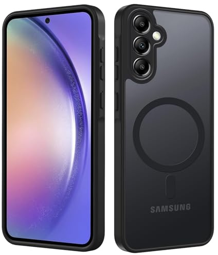 Tawarror Magnetische für Samsung Galaxy A54 5G Hülle, Matt Transluzente Handyhülle für Samsung A54 PC Rückseite Kratzfest Weiche TPU Fallschutz Stoßfest Matte Dünne Schutzhülle, Schwarz