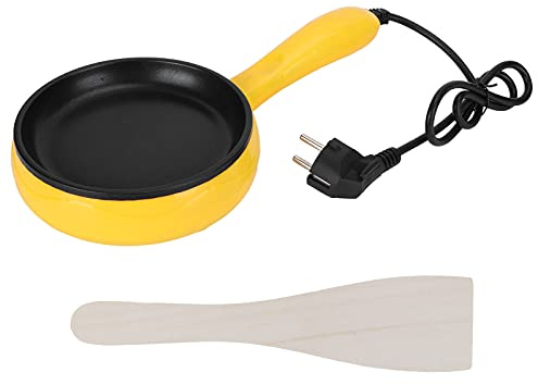 Kleine Elektrische Pfanne 350 W Elektrischer Omelettpfanne Mini Bratpfanne Antihaftbeschichtet Pfannkuchen Eierpfanne mit Holzspatel für Haushalt Küche Wohnheim Omelett, Steak