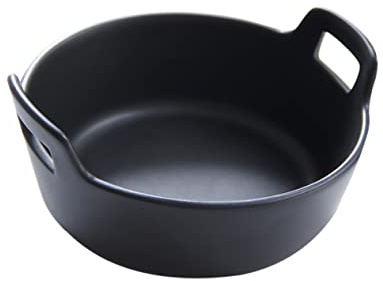 Cabilock Bol à Salade Céramique avec Double Poignée Récipient Noir pour Fruits et Céréales pour Cuisine et Restauration